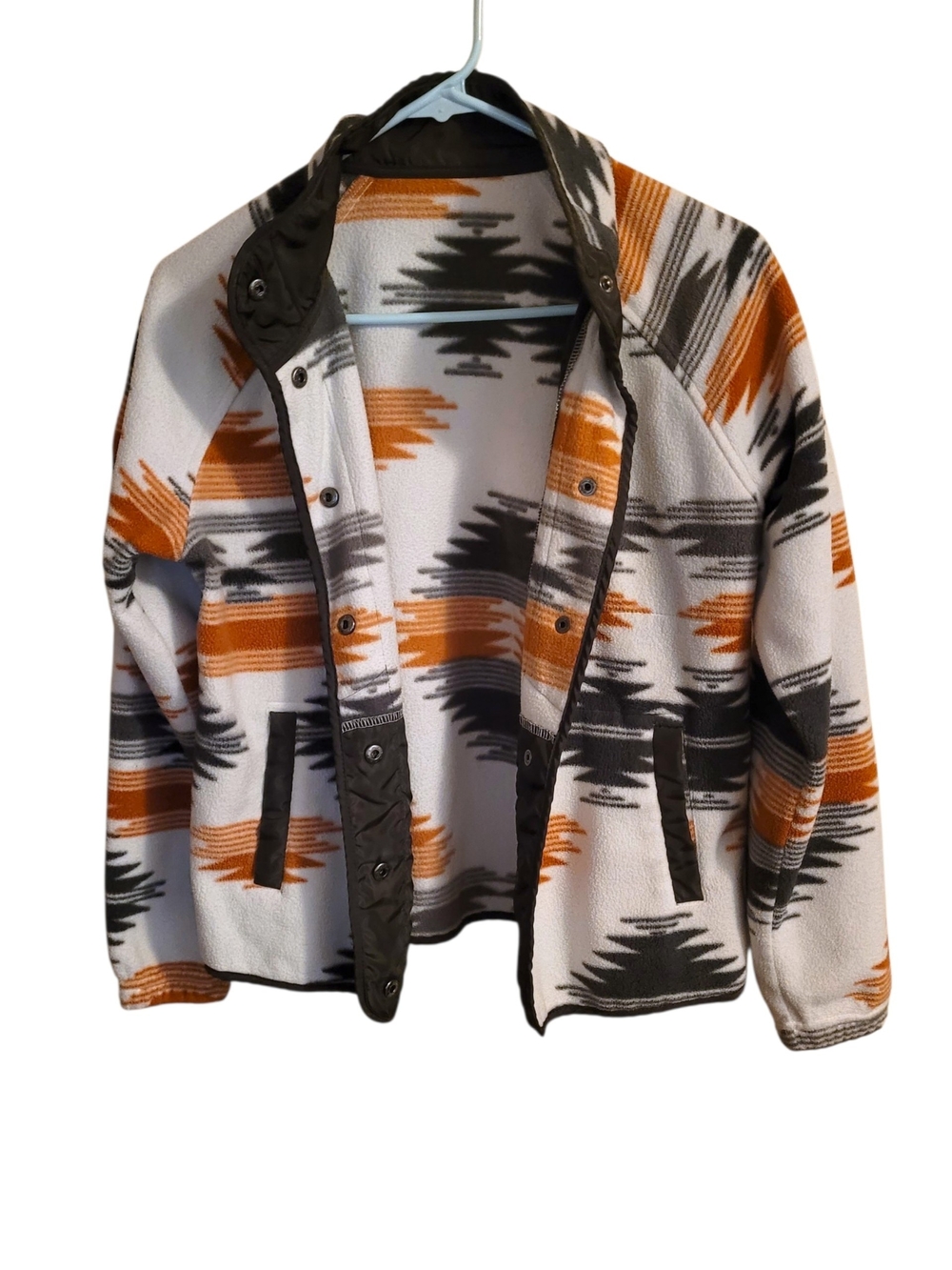 Women's Southwestern Aztec Print Fleece Snap Button Shacket Jacket, Size S
